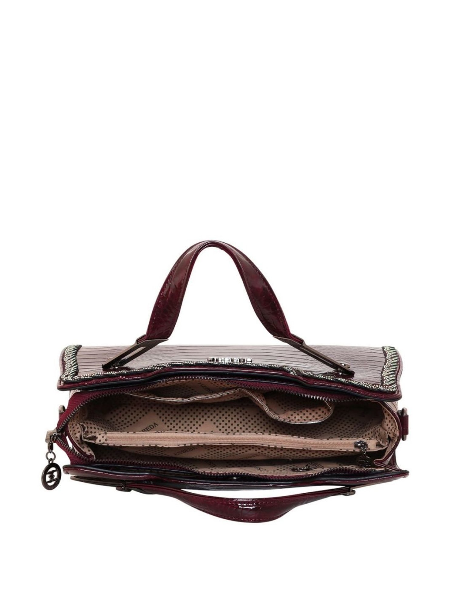 Esbeda Glossy Maroon PU Textured Handbag