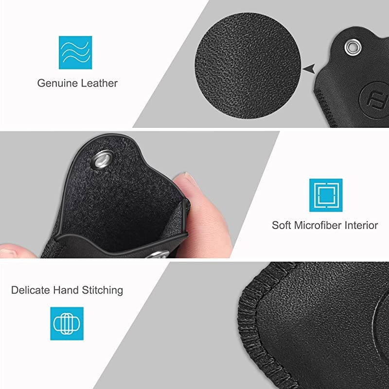 2 Pack  Genuine Leather Case for Tile Mate 2020 2018 2016 Tile Pro 2020 2018 Tile SportTile Style Key Finder Phone Finder AntiScratch Protective Skin Cover with Keychain