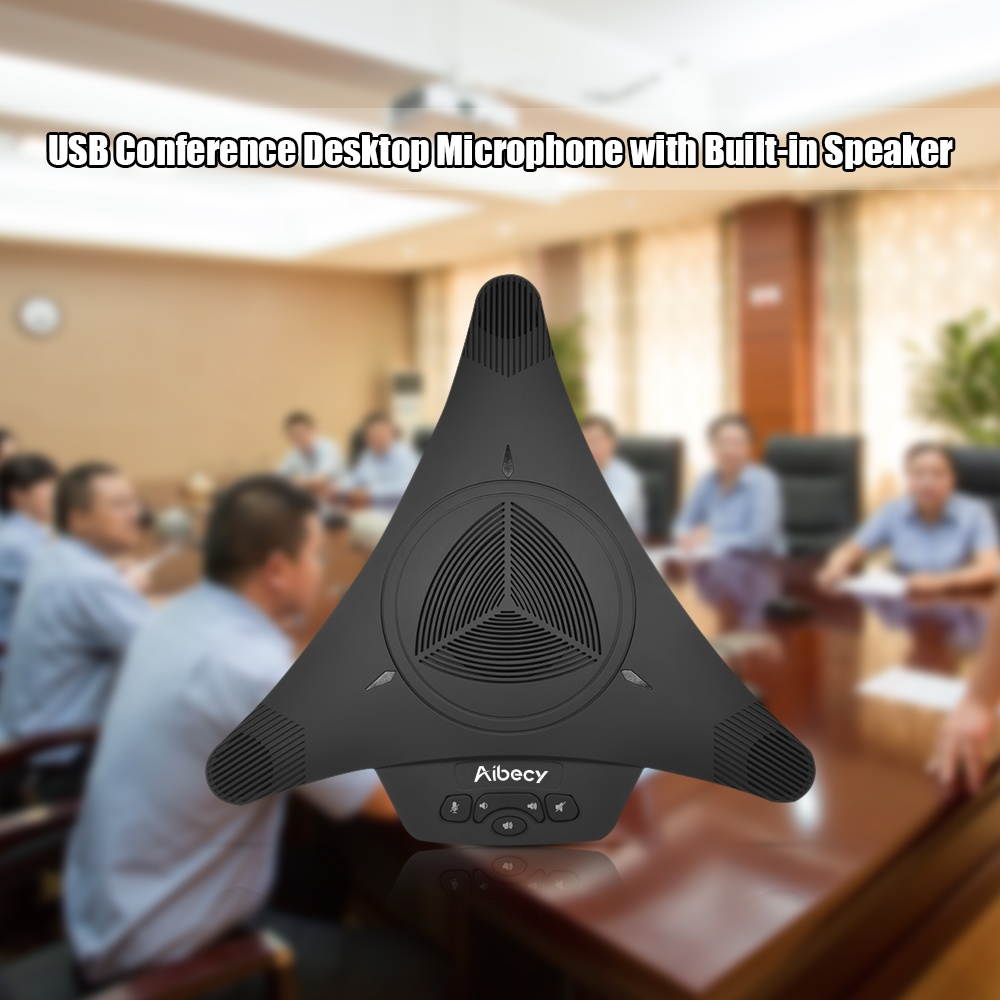 Aibecy High-power Conference Omnidirectional Condenser Microphone Mic Speaker Speakerphone USB Plug & Play 360&deg; Audio Pickup for Business Video Meeting