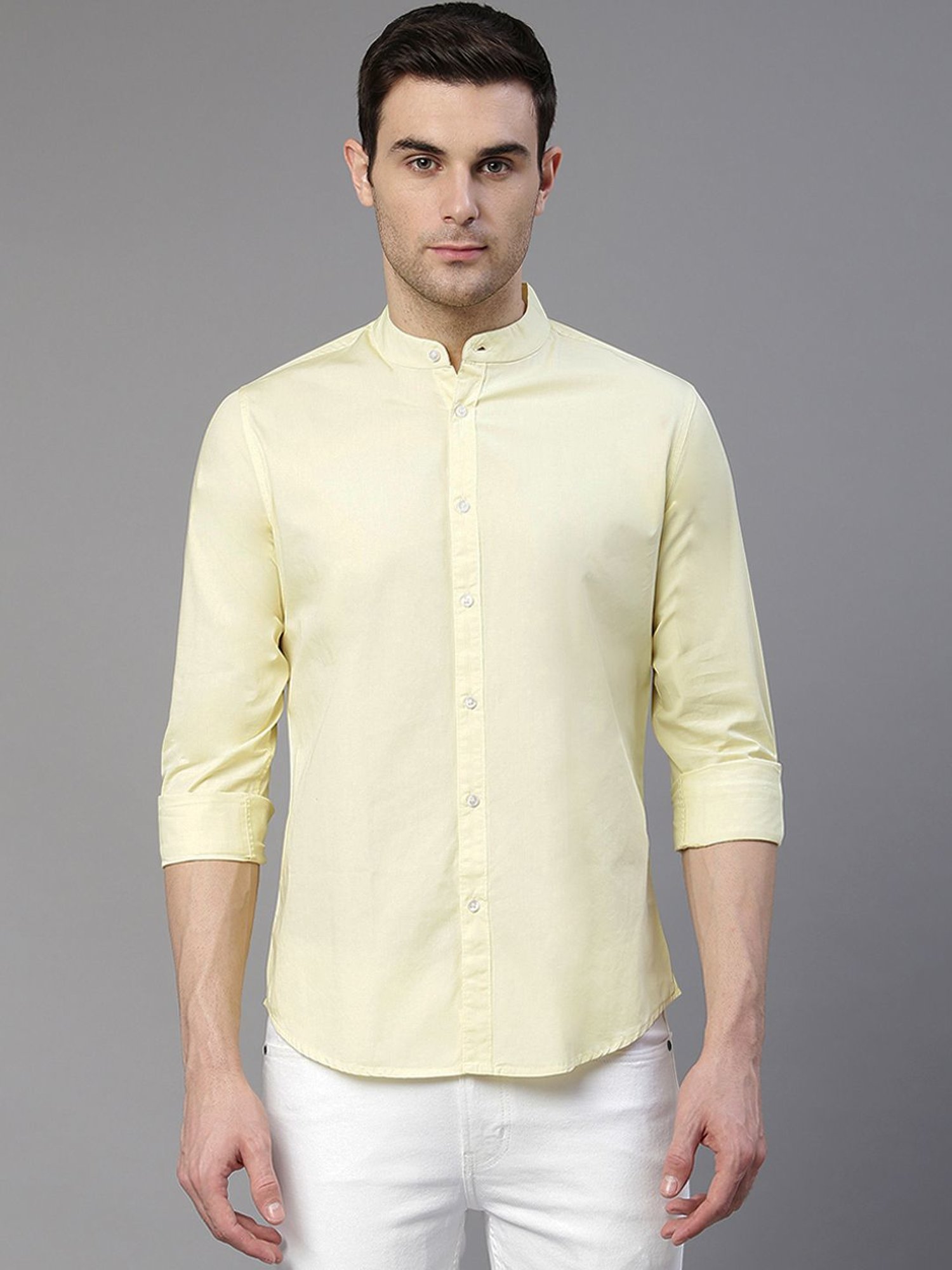 Dennis Lingo Lemon Cotton Slim Fit Shirt