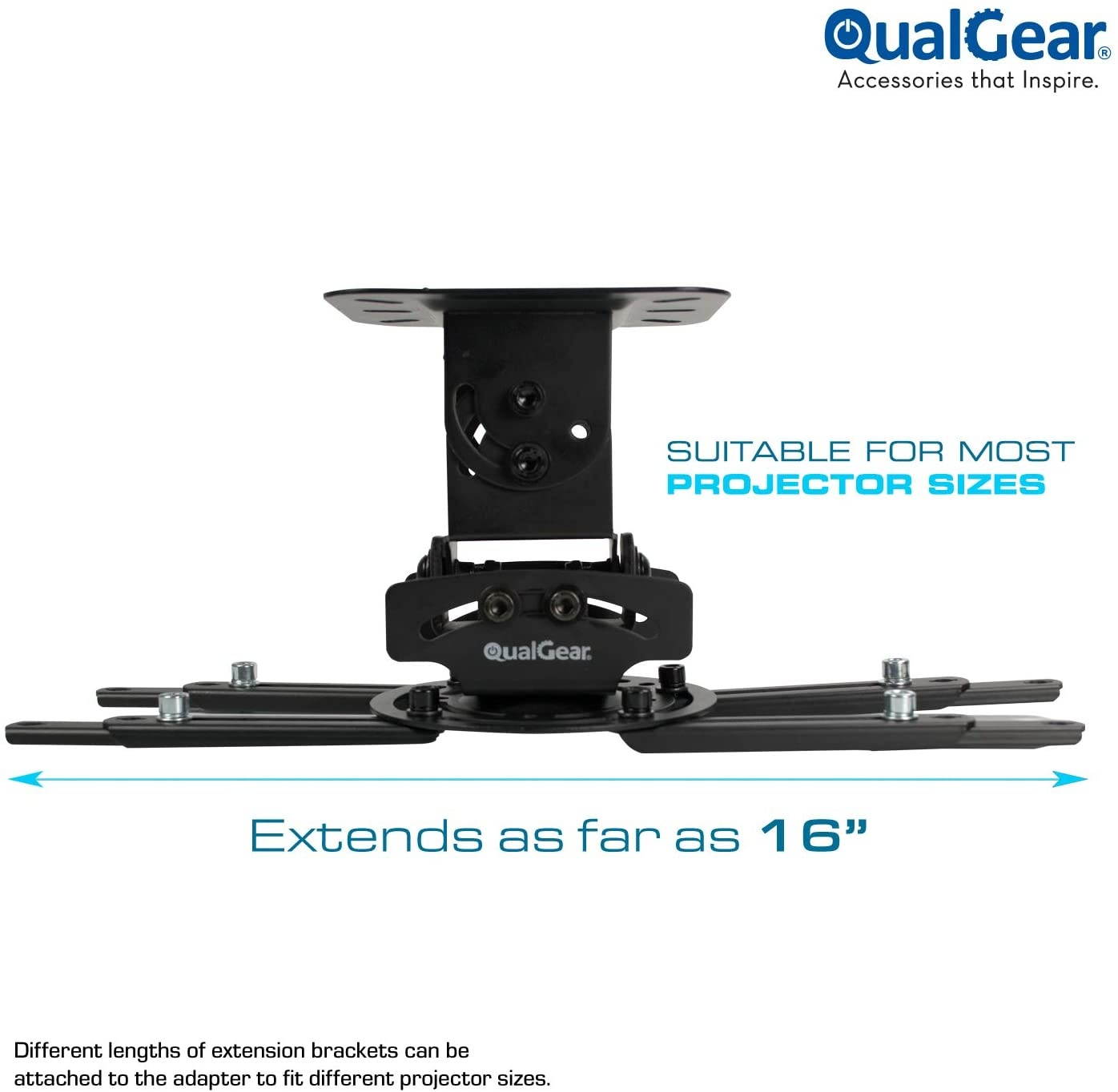 QualGear PRB-717-Blk Universal Ceiling Mount Projector Accessory,Black Mount