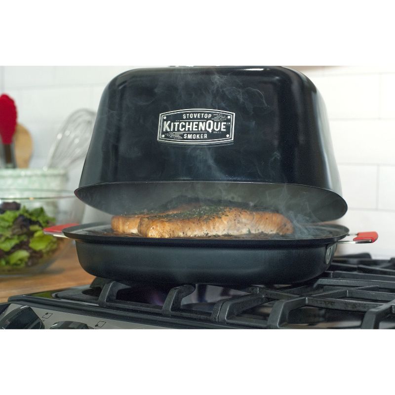 Charcoal Companion CC4132 KitchenQue Stainless Steel Indoor Home Kitchen Gas Electric Stovetop Smoker, Black