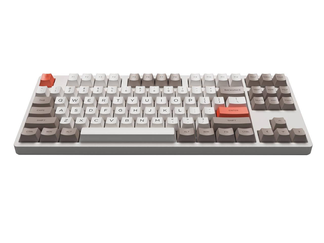 Kofure 3087V2 Steam Engine Retro TKL Gaming Mechanical Keyboard Double Shot Dye Sub PBT Keycaps NKRO Detachable USB Type-C White/Brown