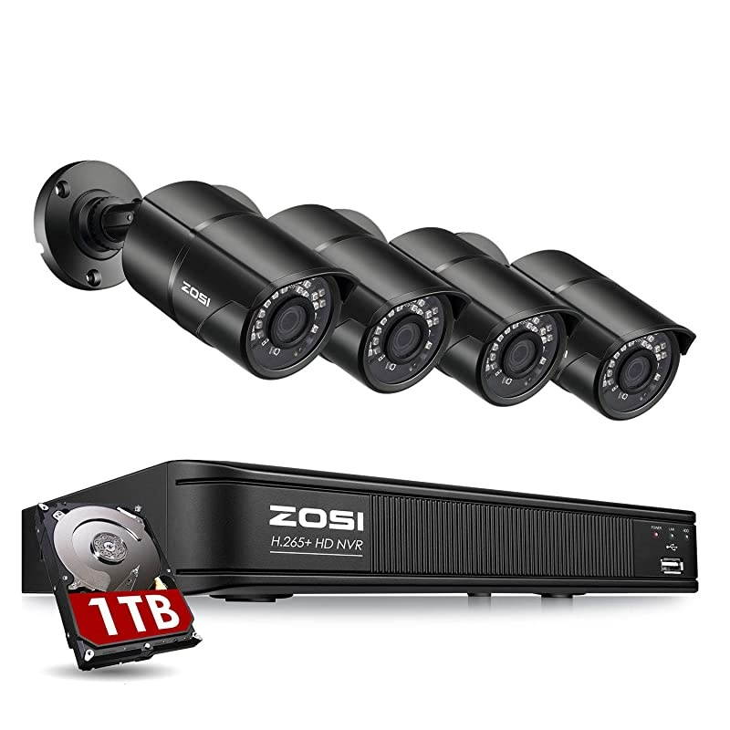 H.265+ 5MP PoE Home Security Camera System, Ultra HD PoE NVR 8 Channel with 1TB HDD for 24/7 Recording, 4X 5MP Weatherproof IP PoE Cameras Outdoor Indoor,120ft Night Vision, Remote Access