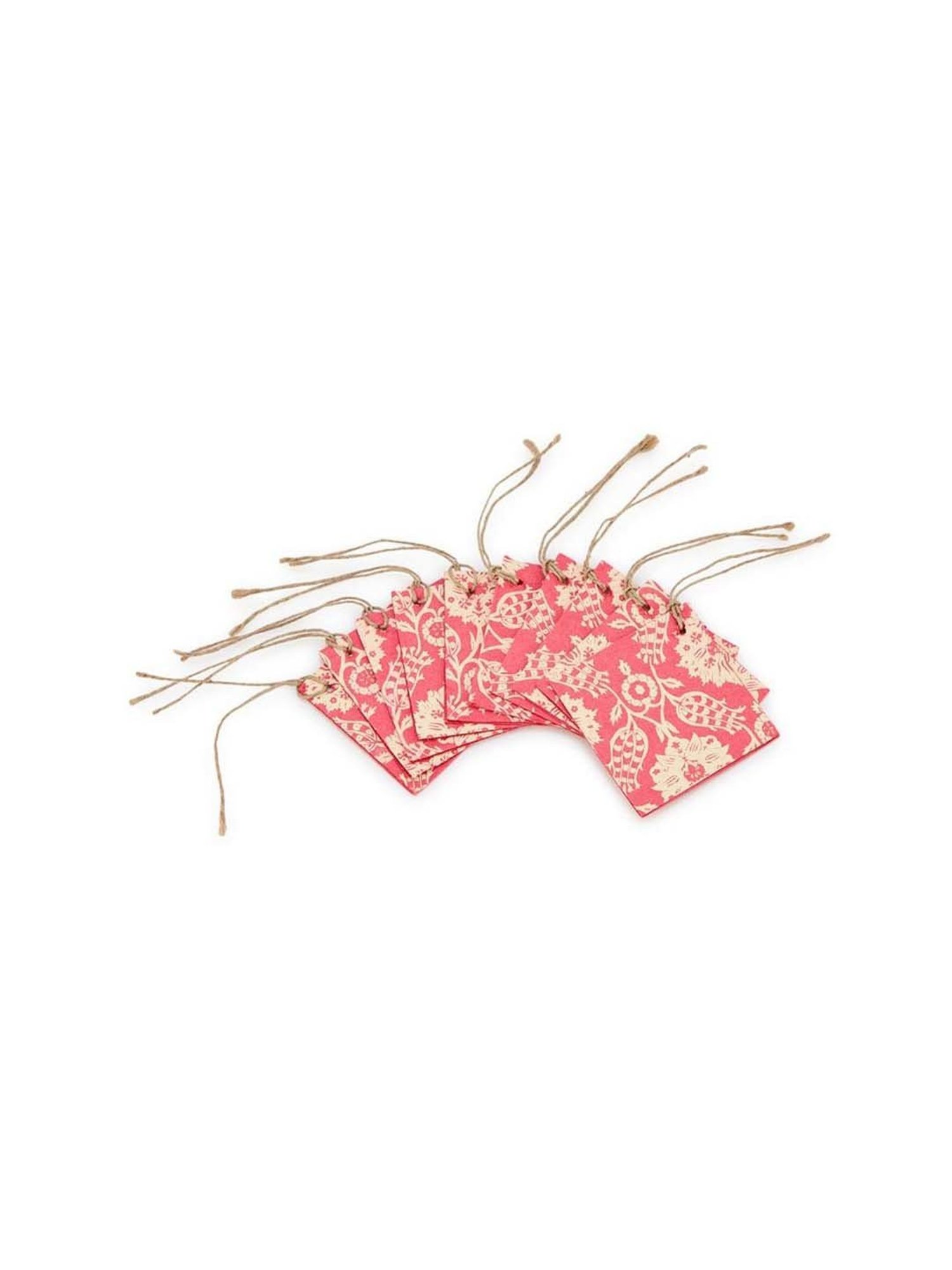 Fabindia Home Pink Paper Printed Sarkhaab Gift Tag - Set of 10