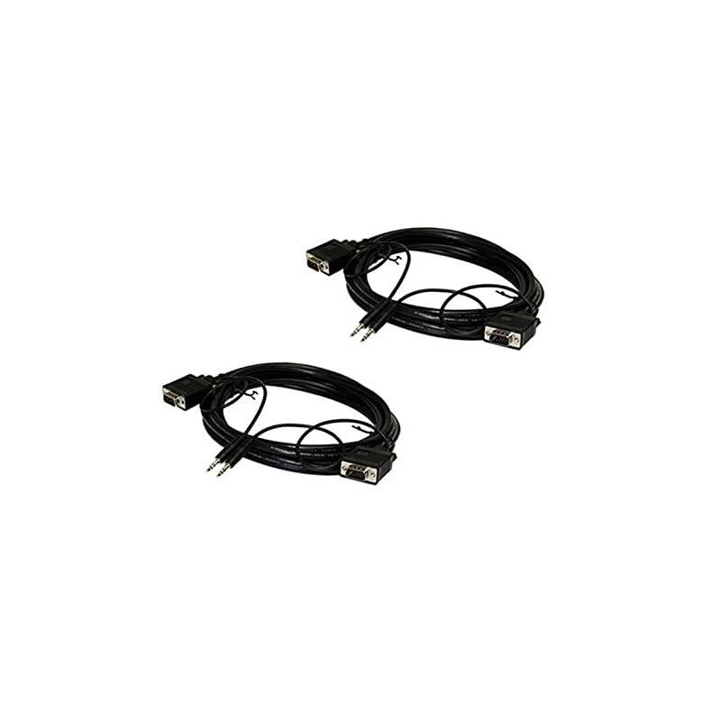SMonitor Cable with Audio 25 Feet 76 Meters HD15 Male to Male with 35mm Stereo Audio Monitor Cable 25ft 76M 2 Pack