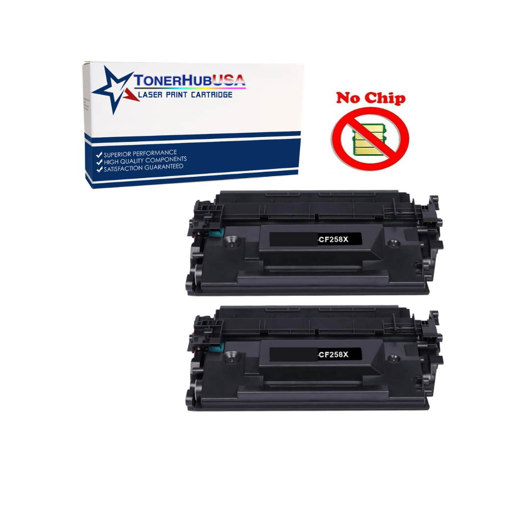 TONERHUBUSA Compatible Toner Cartridge Replacement For HP CF258X (2-Pack/Black)