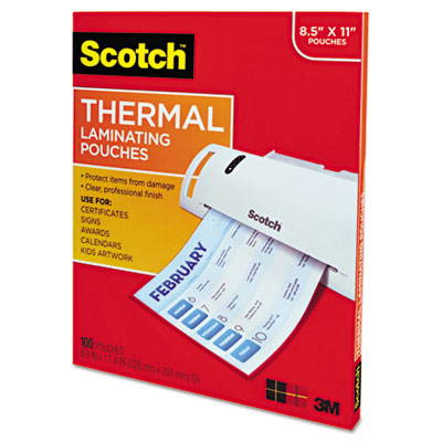 Scotch TP3854-100 Letter size thermal laminating pouches, 3 mil, 11.5 x 9, 100 per pack