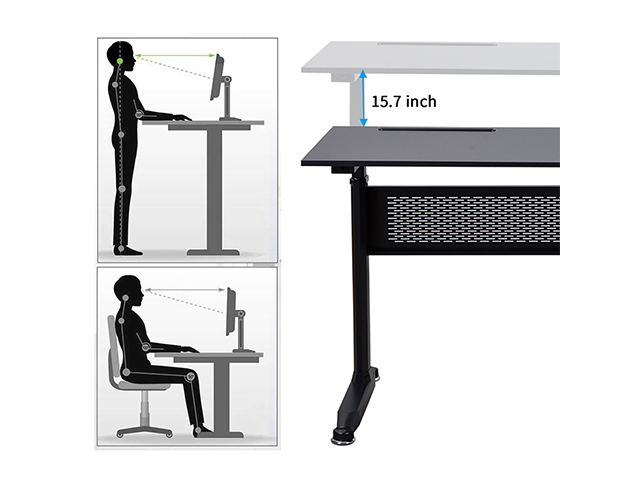 Gaming Desk Home Office Desk Adjustable Height 28.7" to 44.5" Standing Desk with Crank Handle Manual Lifting Table Sturdy Legs With Foot Pads,Black,GT78