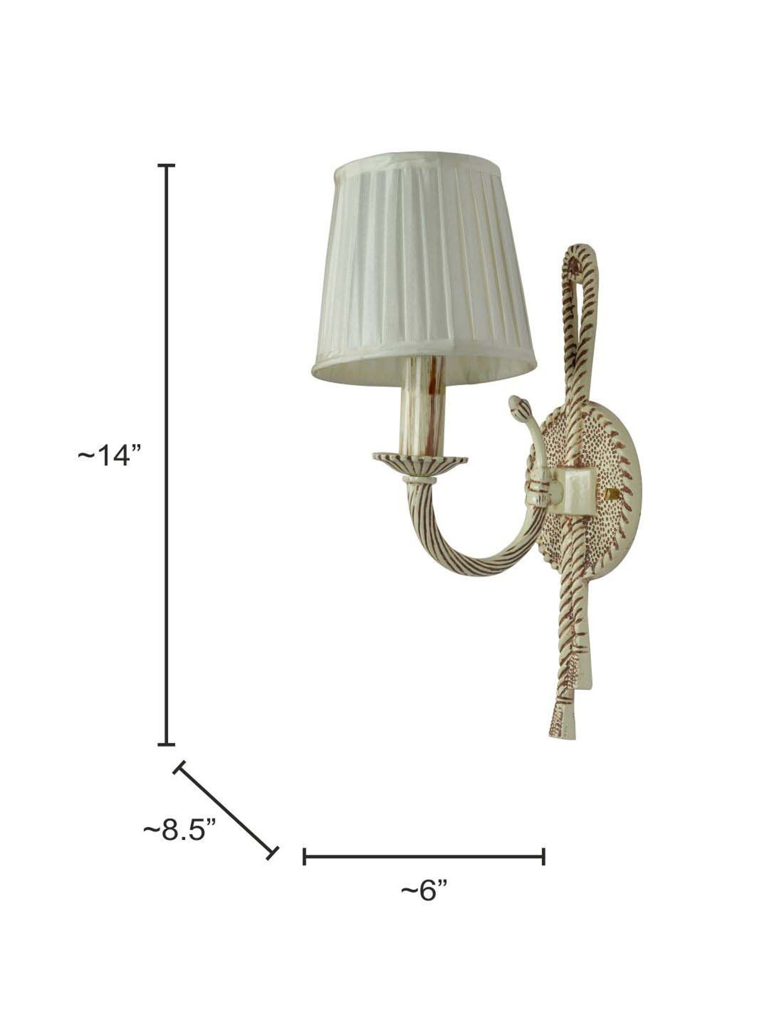 FOS LIGHTING White Aluminium Wall Lamp With Pleated Fabric Shade