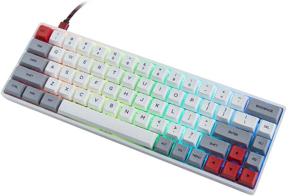 EPOMAKER SKYLOONG SK68 Keys Hot-swap RGB Mechanical Keyboard with Dye-subbed PBT GSA Keycaps, 3Fn Programmable Macros for Mac/Win/Android/iOS (Gateron Optical Black, Grey White)