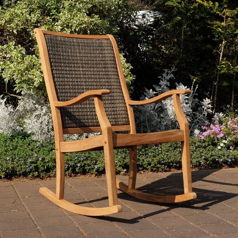 Dunham Solid Teak & Wicker Patio Rocking Chair - Cambridge Casual