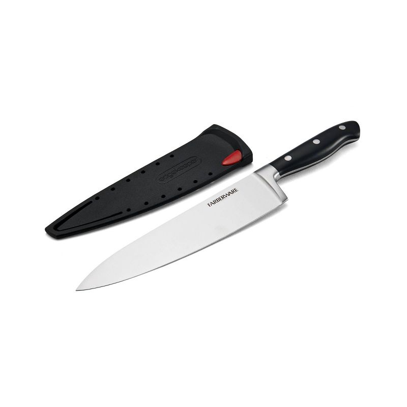 Farberware Edgekeeper 8 Inch Forged Triple Riveted Chef Knife with Self Sharpening Blade Cover
