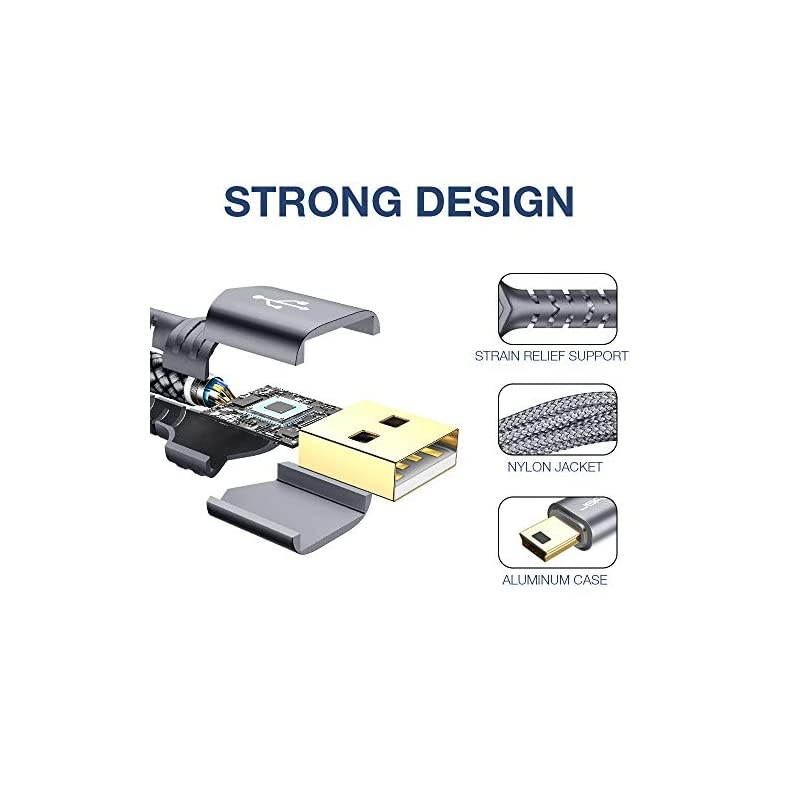 Mini USB Cable[2-Pack 3.3ft+6.6ft],  USB 2.0 A to Mini B Cable Charging Cord Compatible with Ti-84 Plus CE Graphing Calculators, PS3 Controller, GoPro, Digital Camera, GPS Receiver, Dash Cam