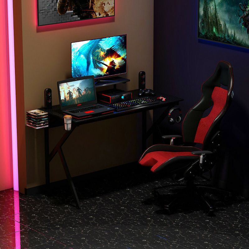 Costway Gaming Desk Computer Desk PC Table Workstation with Cup Holder & Headphone Hook