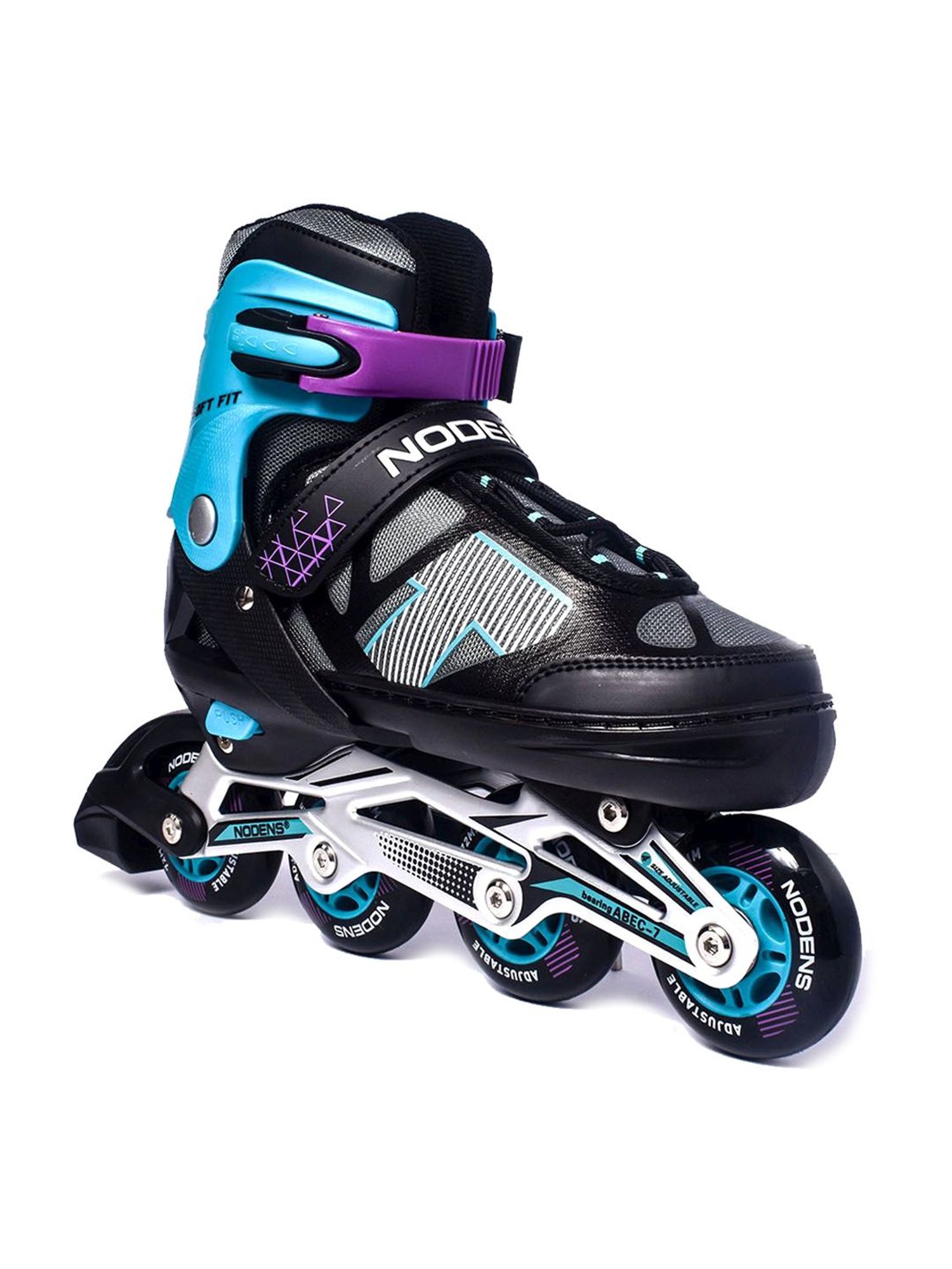 NODENS Black & Sky Blue Adjustable Inline Skates (Pair of 2)
