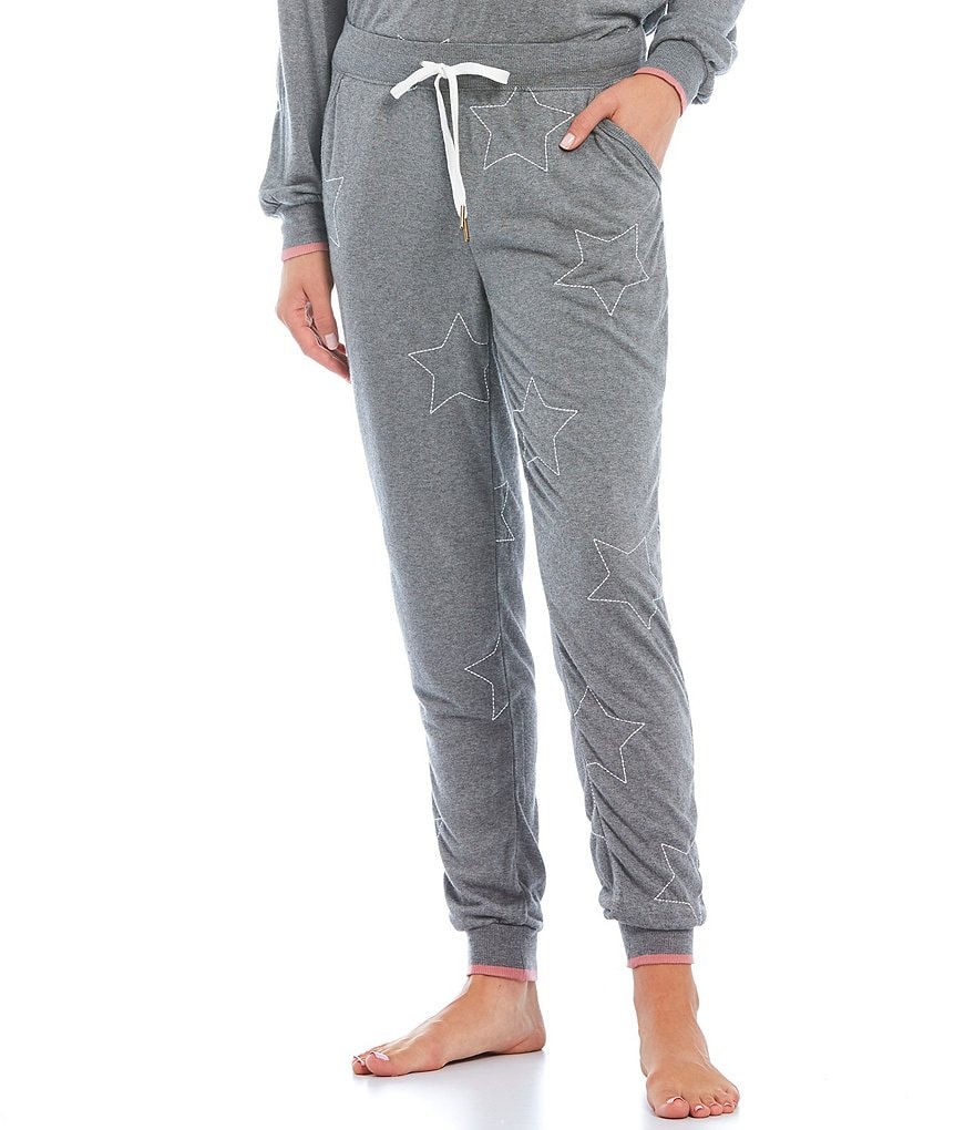 PJ Salvage Embroidered Star Struck Design Coordinating Jogger Sleep Pants