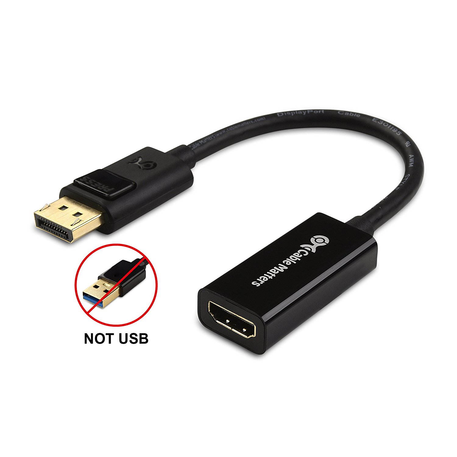 DisplayPort to HDMI Adapter (DP to HDMI Adapter),Extended Desktop or Mirrored Displays, Resolutions up to 1920x1200@60Hz / 1080P (Full HD), Gold-plated connectors, HDCP compatible
