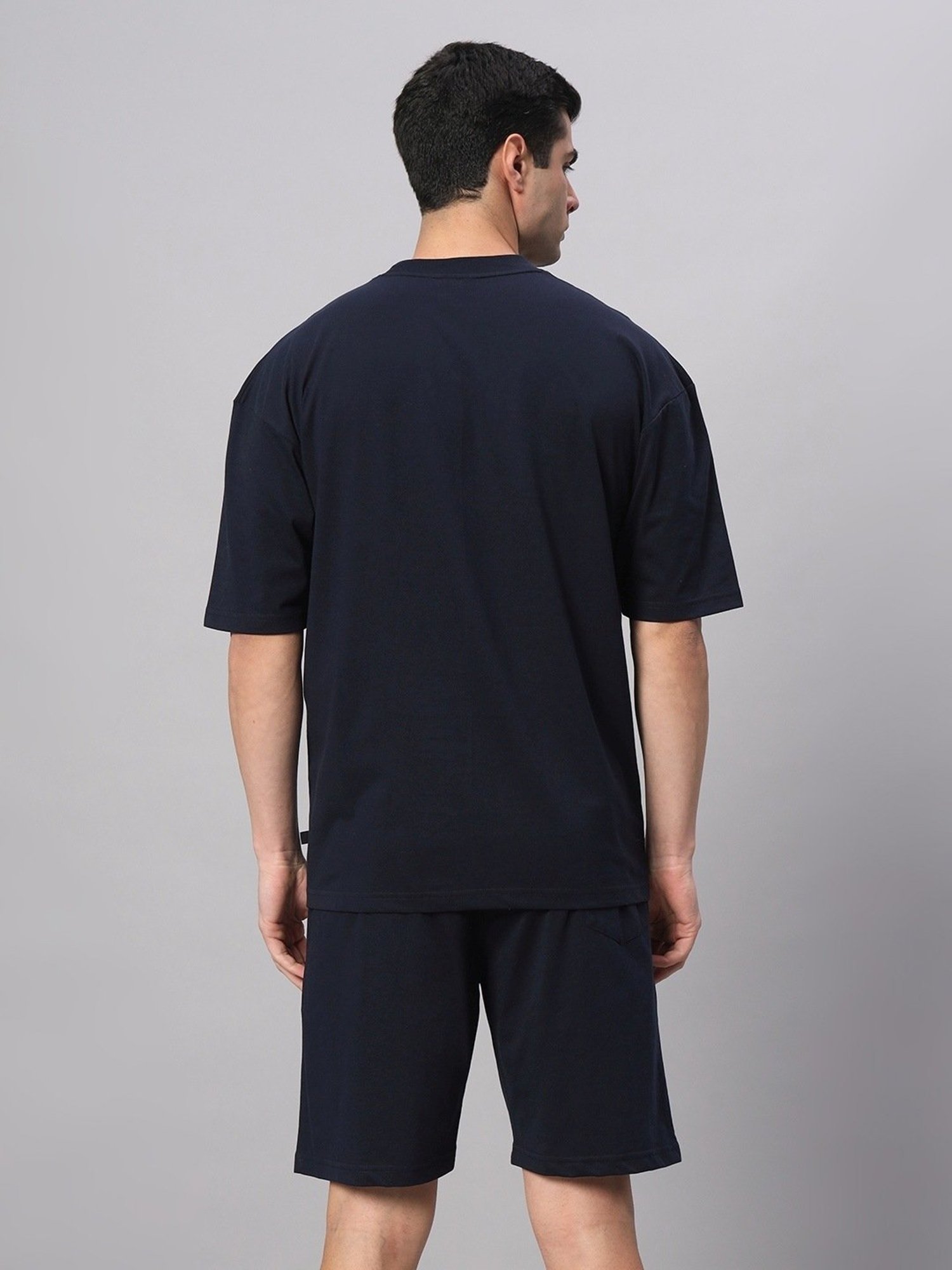 Griffel Navy Blue Cotton Loose Fit Co-Ord Set