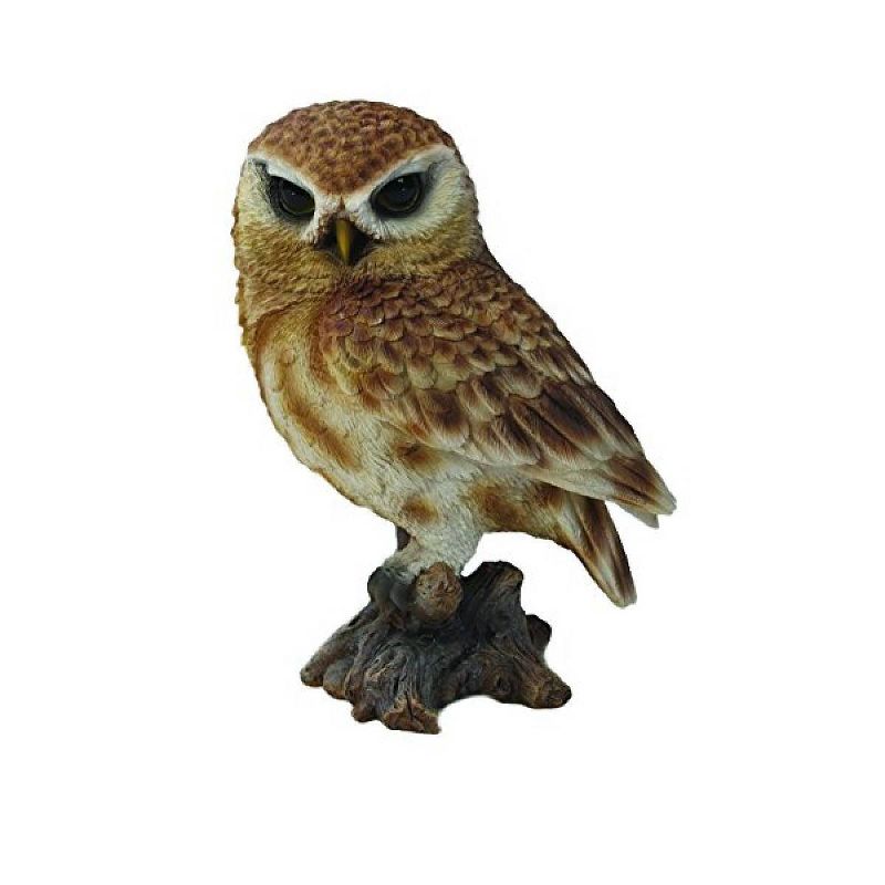 6" Polyresin Small Brown Owl on Stump Statue Brown - Hi-Line Gift