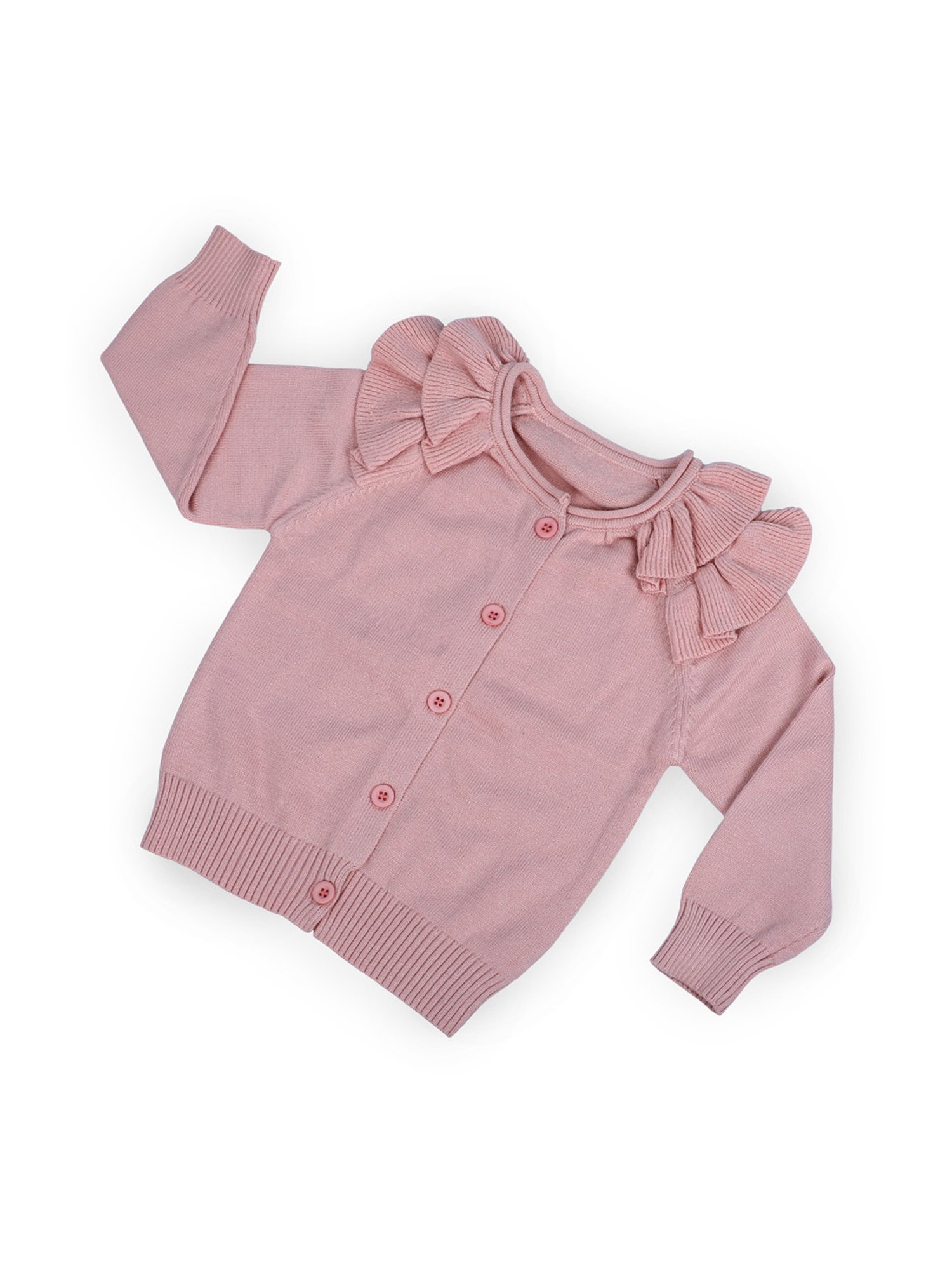 Baby Moo Kids Pink Regular Fit Full Sleeves Sweater