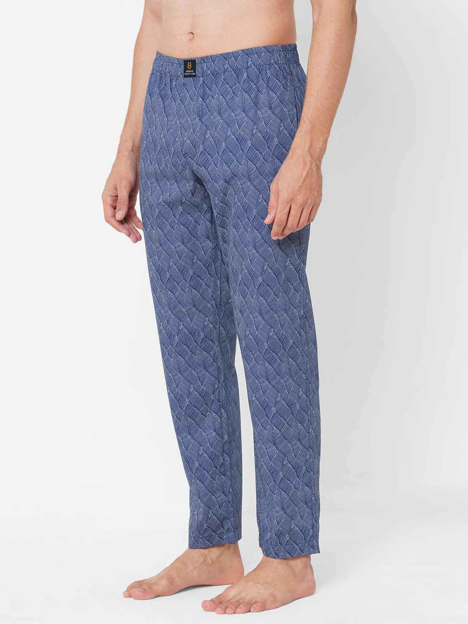 Urban Scottish Blue Regular Fit Printed Lounge Pants