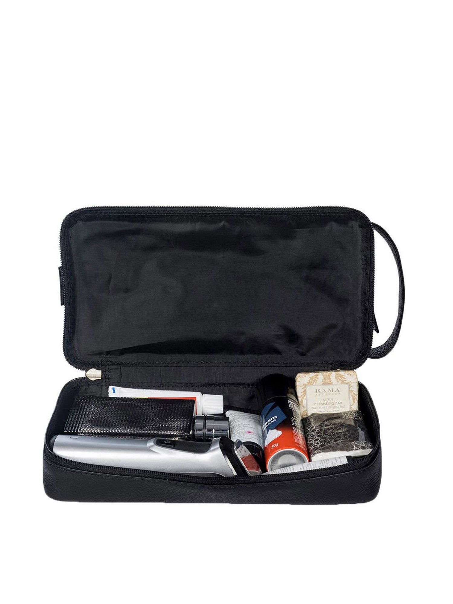 Mai Soli Khaki & Black Leather Toiletry Pouch