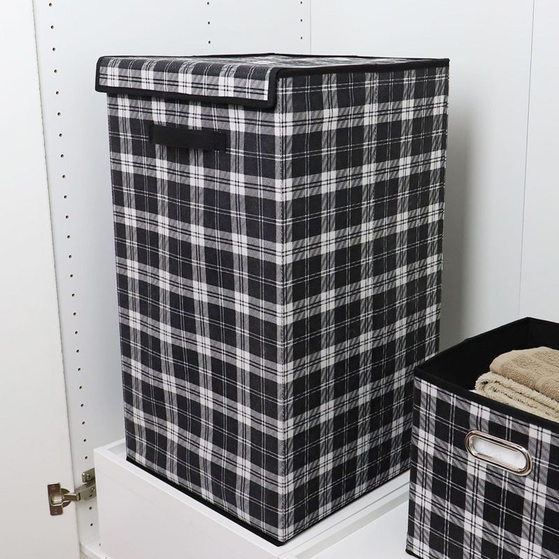 Household Essentials Round Brushed Stainless Hamper Wood Lid