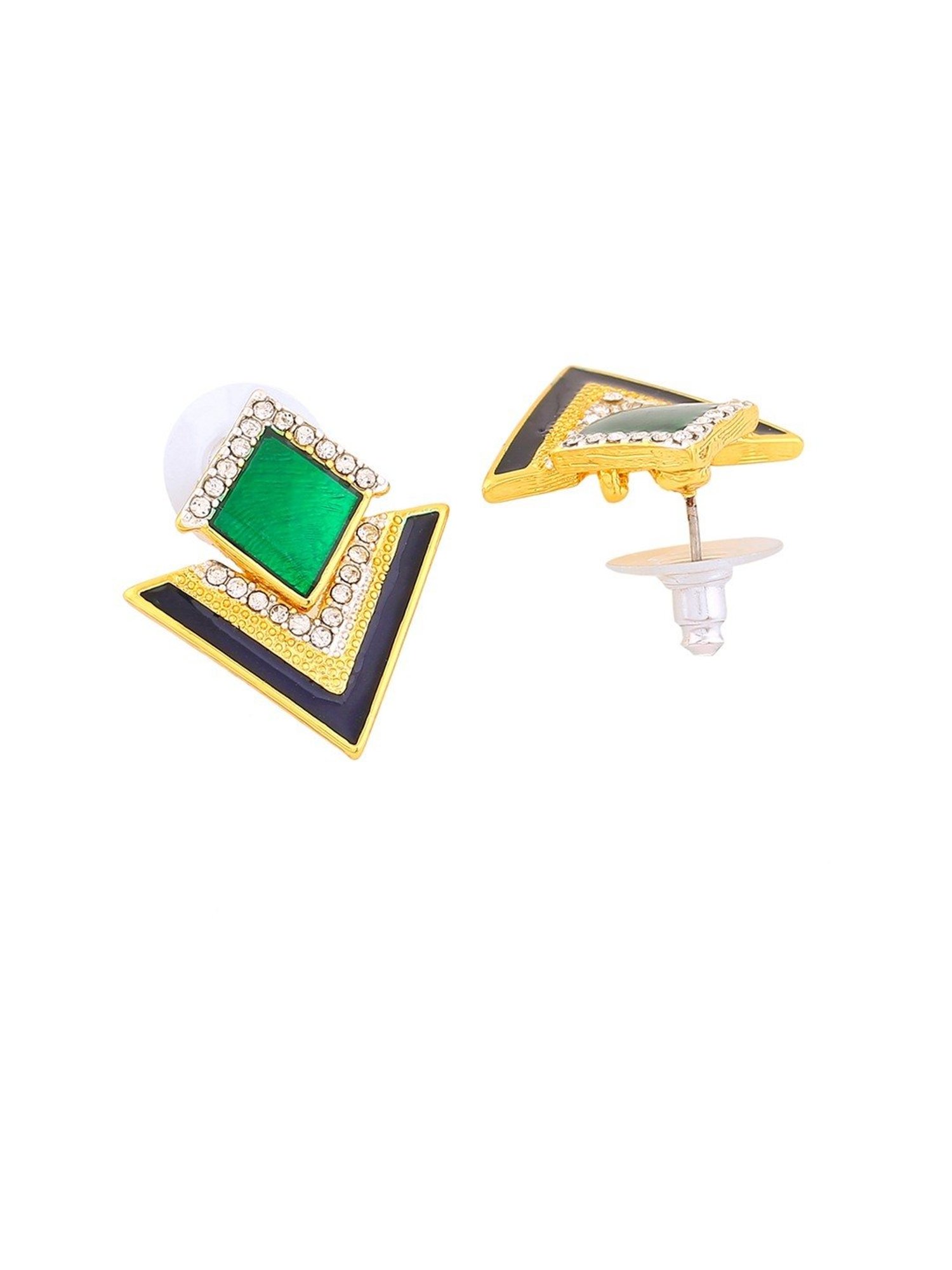 Estele Gold-Plated Geometric Designer Stud Earrings