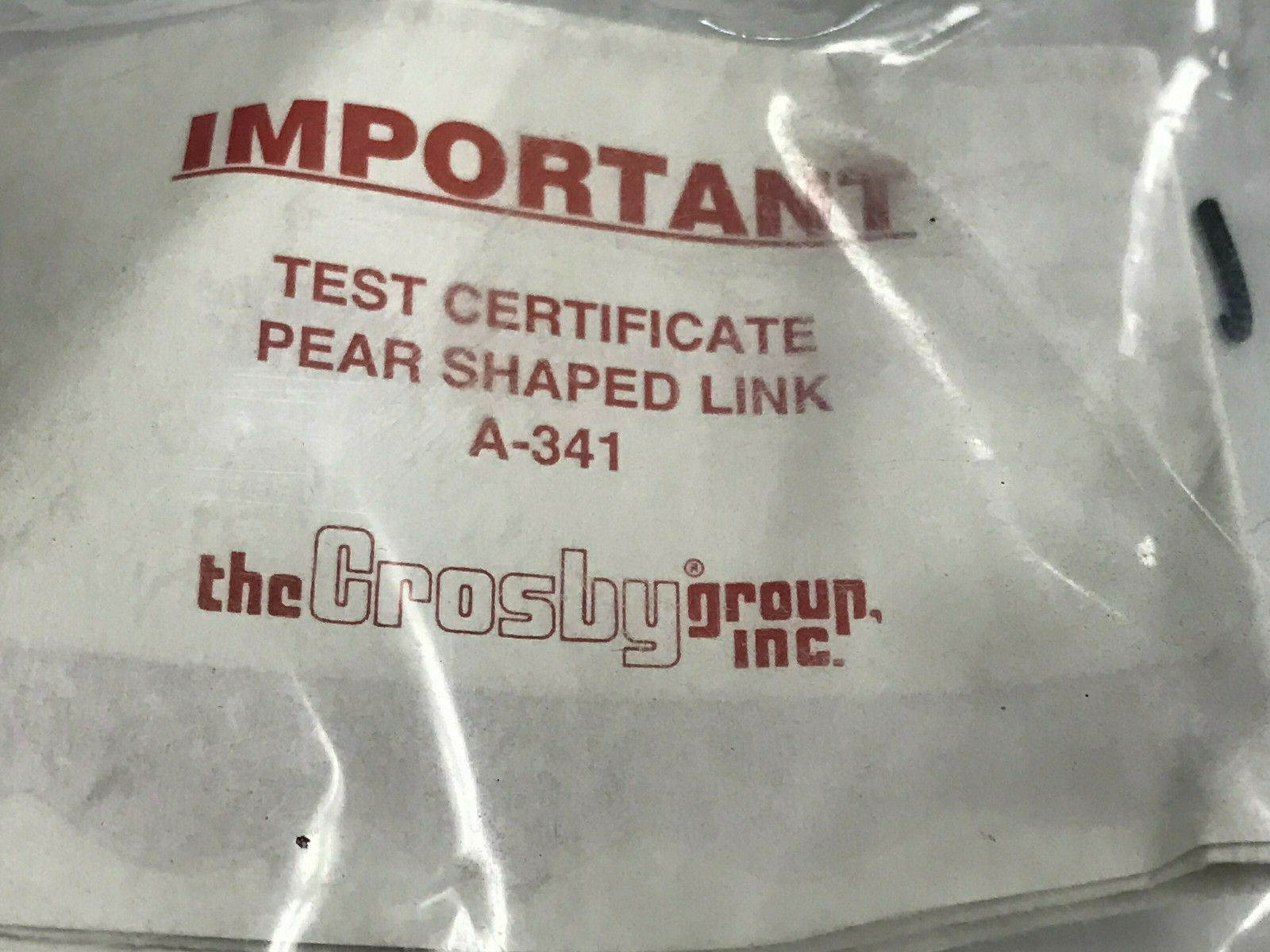 CROSBY A-341 ALLOY PEAR SHAPED LINK 1" PROOFLOAD 48,700 WORKING LOAD 24,360
