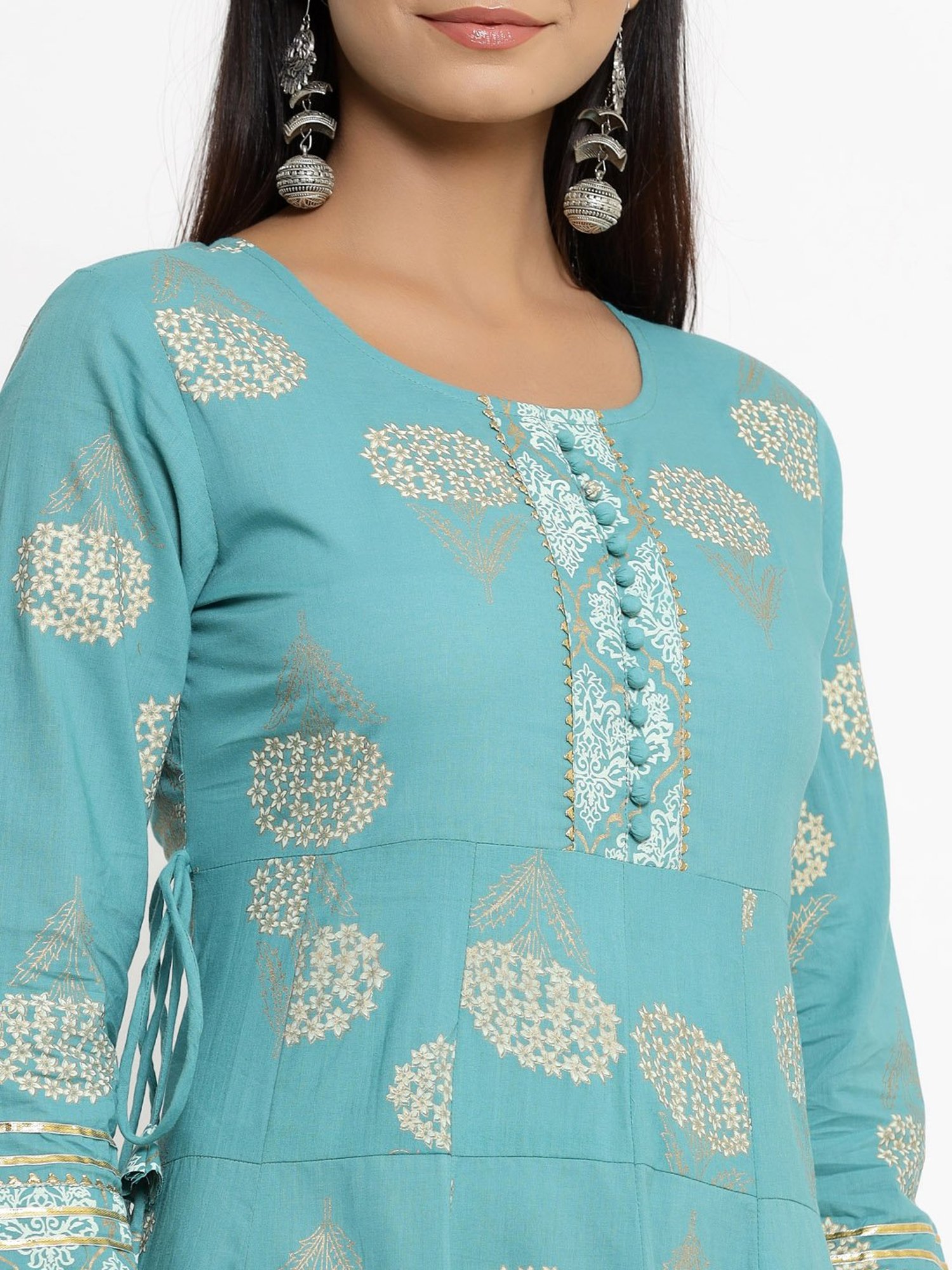 Kipek Blue Printed A Line Kurta