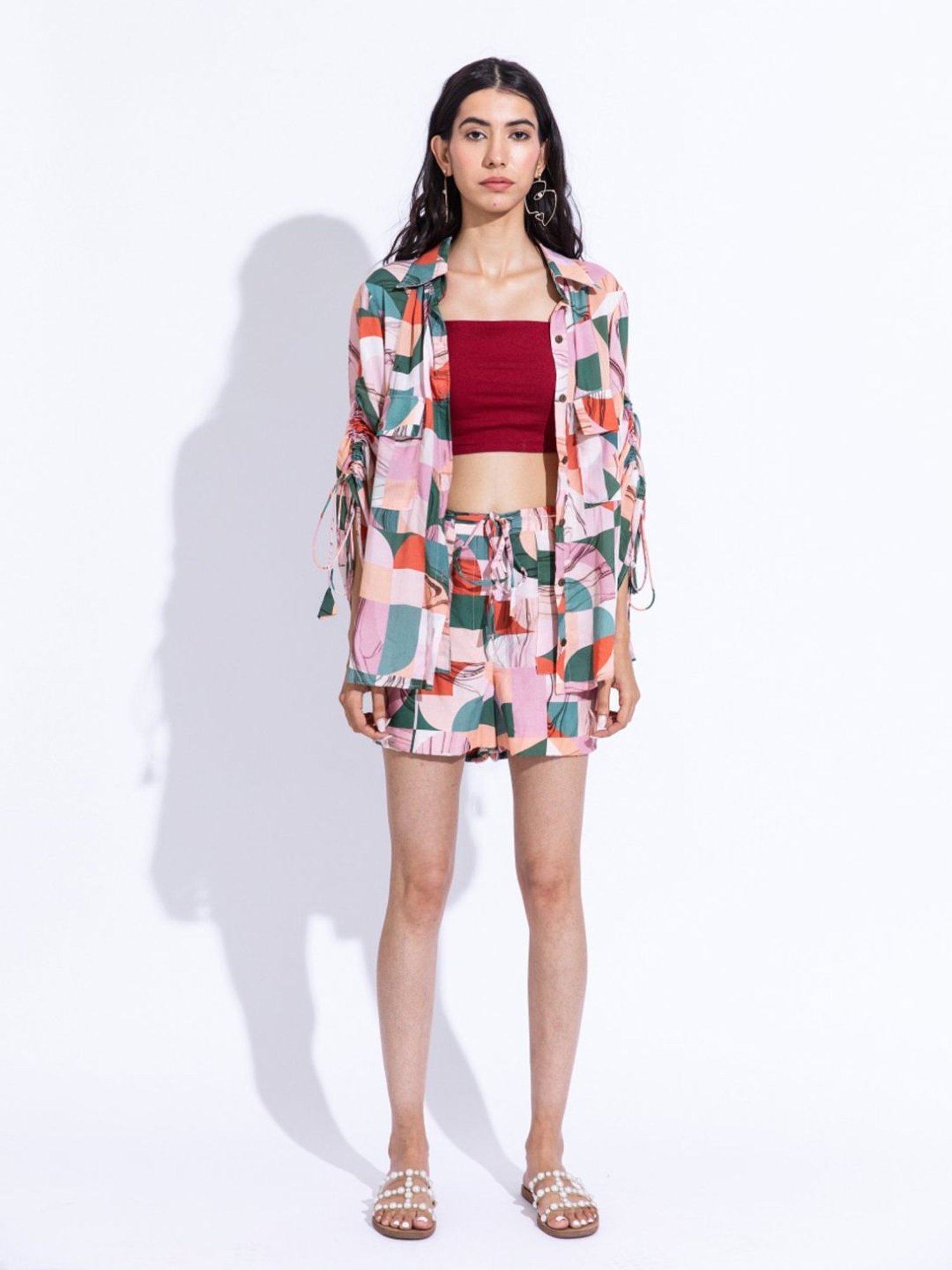 Aroop Shop India Multi Colored Antheia Debbie Shirt with Shorts