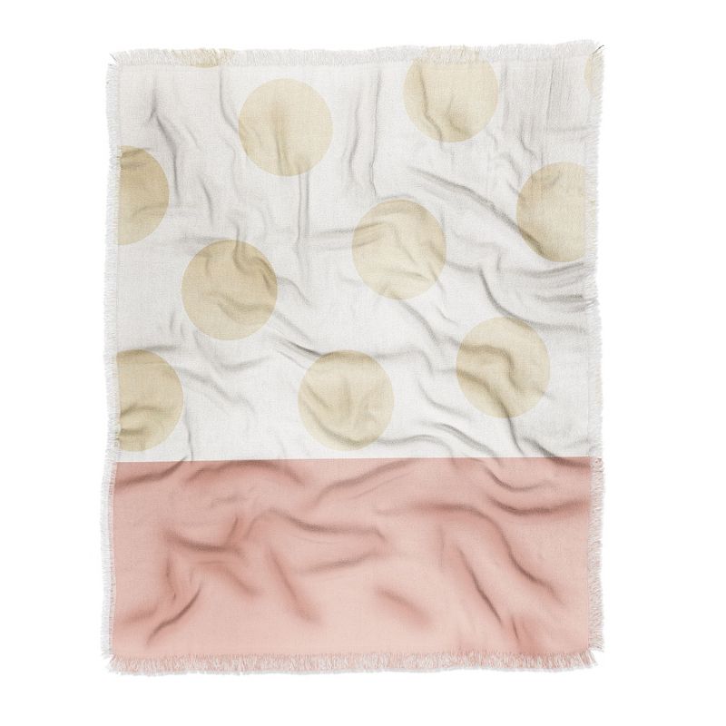 Georgiana Paraschiv Minimal Gold Dots Woven Throw Blanket - Deny Designs