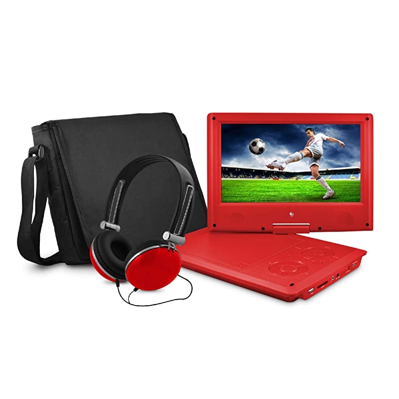 9" Portable DVD Player with Matching Headphones and Bag - EPD909rd