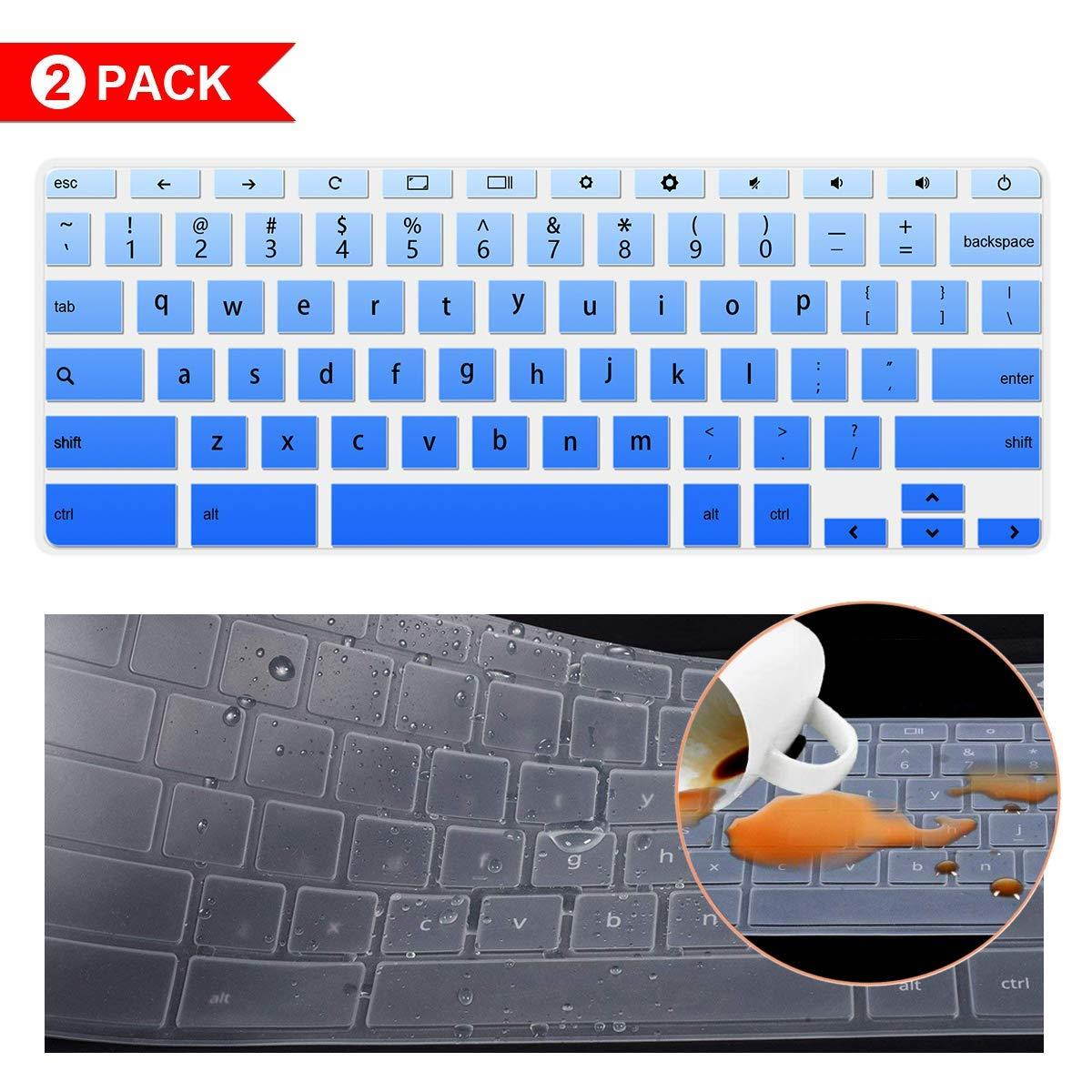 [2 Pack] Keyboard Cover Skin for 2018/2017 Newest Acer Premium R11 Chromebook R 11 CB3-131 CB3-132,CB5-132T,CB3-131,Chromebook R 13 CB5-312T,Chromebook 15,CB3-531 CB3-532 CB5-571 C910 (GradualBlue)