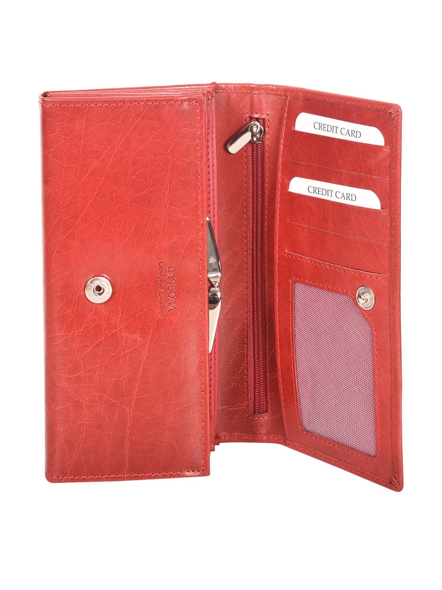 SASSORA Red Solid Rfid Wallet for Women