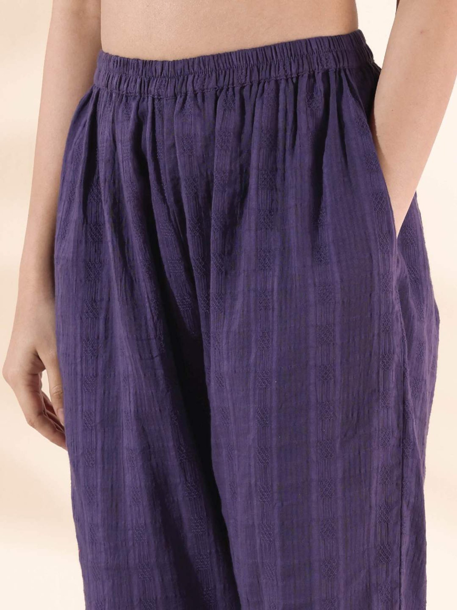 true Browns Purple Chequered Tunic Pant Set