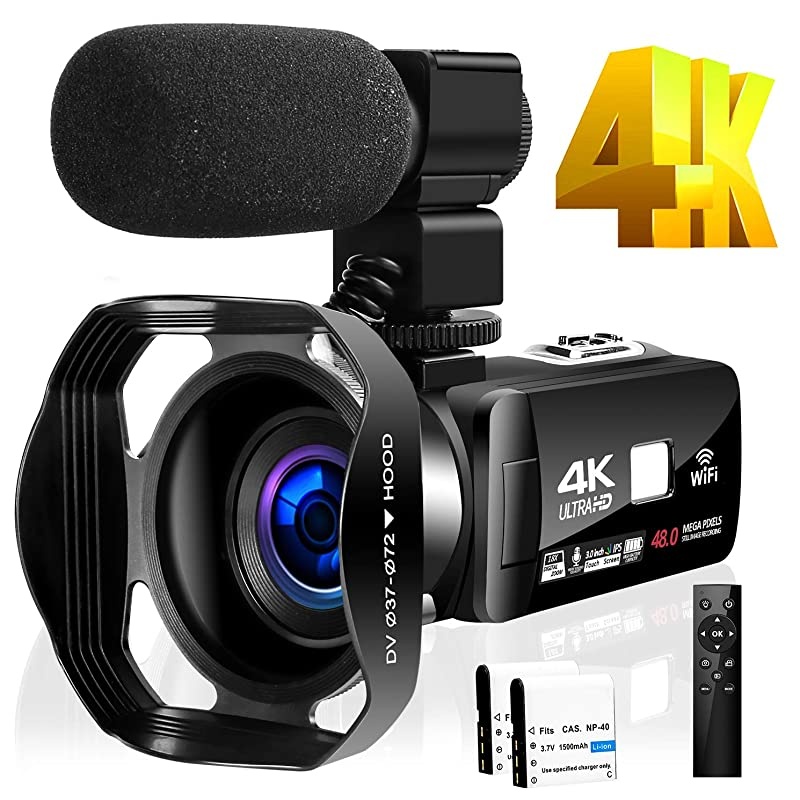 Camera 4K 48MP 18X Digital Camera WiFi Camera for YouTube IR Night Vision Camcorder 360&deg;Wireless Remote Control Vlogging Camera with External Microphone
