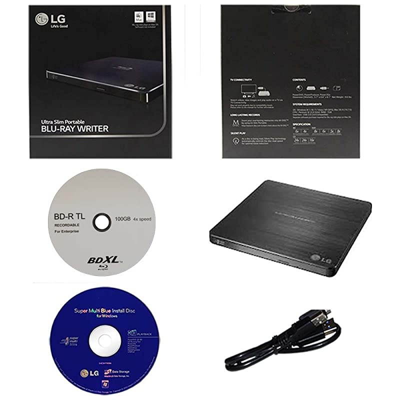 6X WP50NB40 Ultra Slim Portable Bluray Burner Bundle with 100GB BDXL Disc and Cyberlink Burning Software