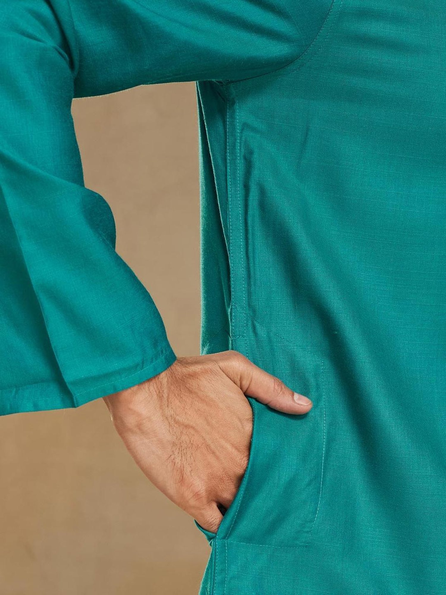 Fabindia Teal Comfort Fit Kurta