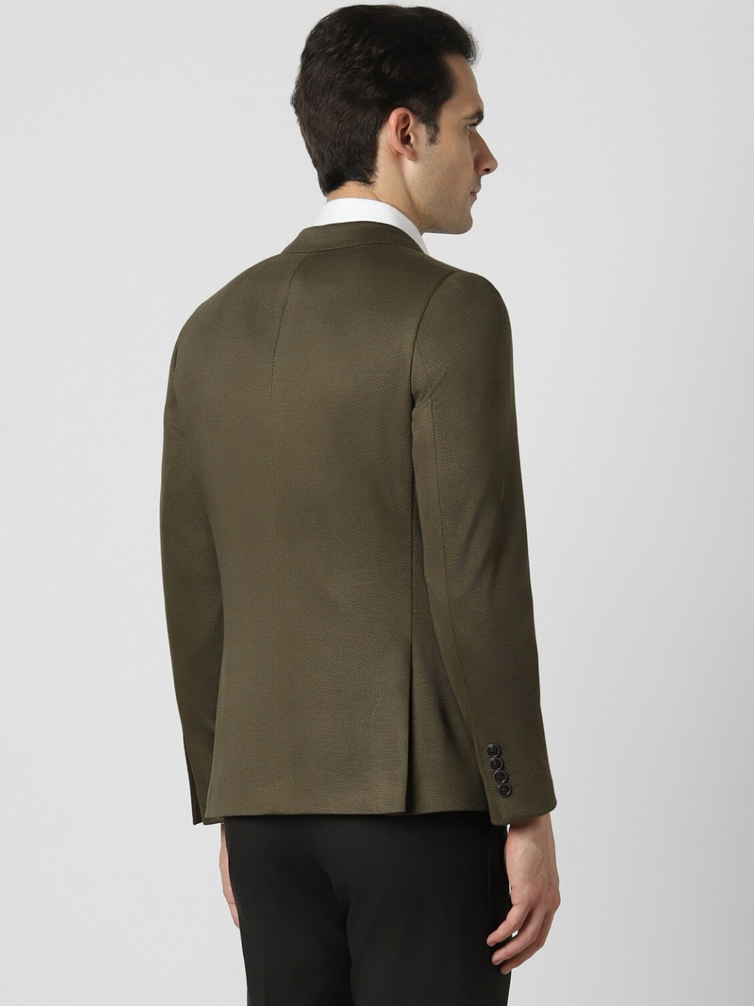 Van Heusen Green Slim Fit Texture Blazer