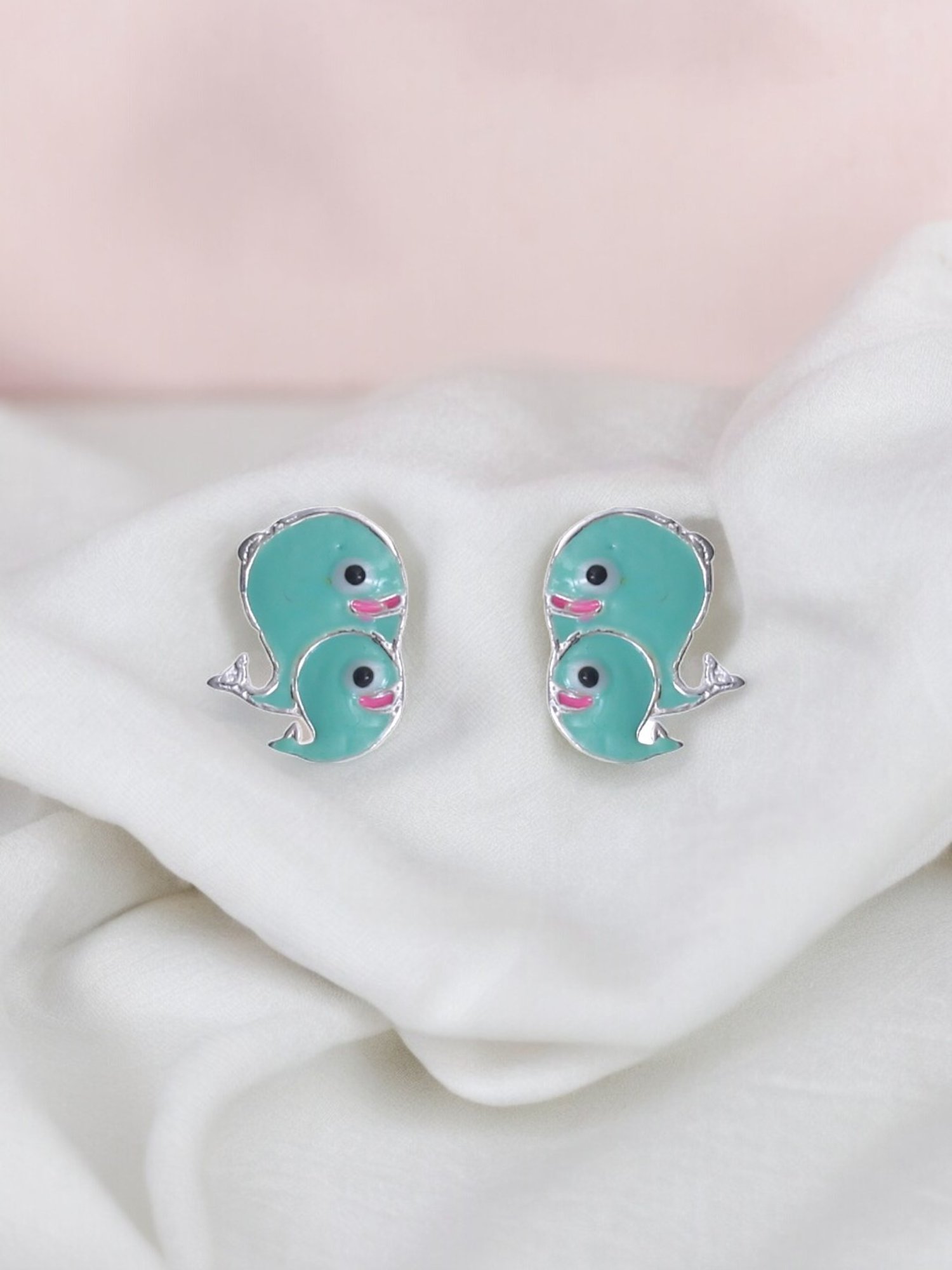 Taraash 925 Sterling Silver Blue Whale Earrings for Kids & Girls