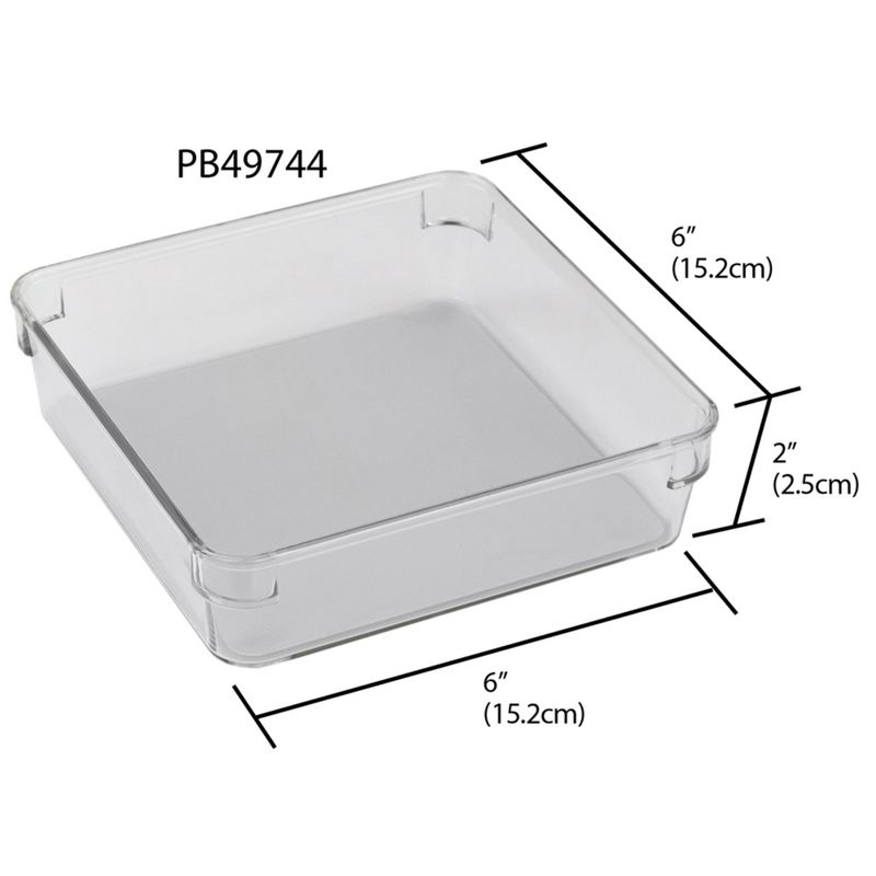Home Basics 6" x 6" x 2" Plastic Drawer Organizer with Rubber Liner