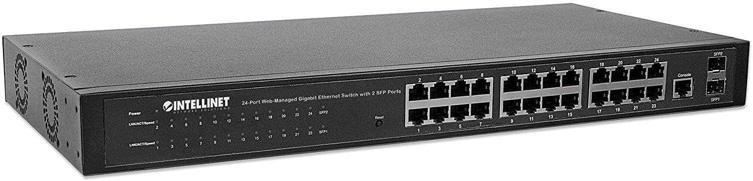 Intellinet 24-Port Web-Managed Gigabit Ethernet Switch with 2 Sfp Ports - 24 Ports - Manageable - 2 X Expansion Slots - 1000base-t, 1000base-x - 24, 2 X Network, Expansion Slot - Twisted