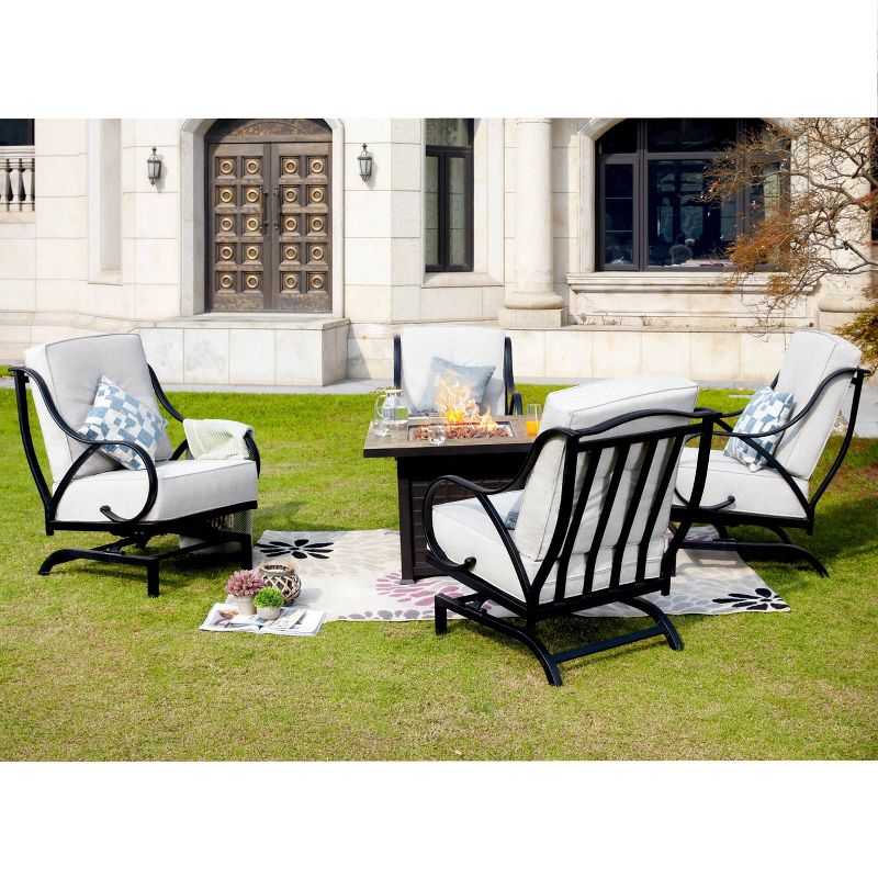 4pc Steel Patio Seating Set with Fire Pit Cream - Lokatse