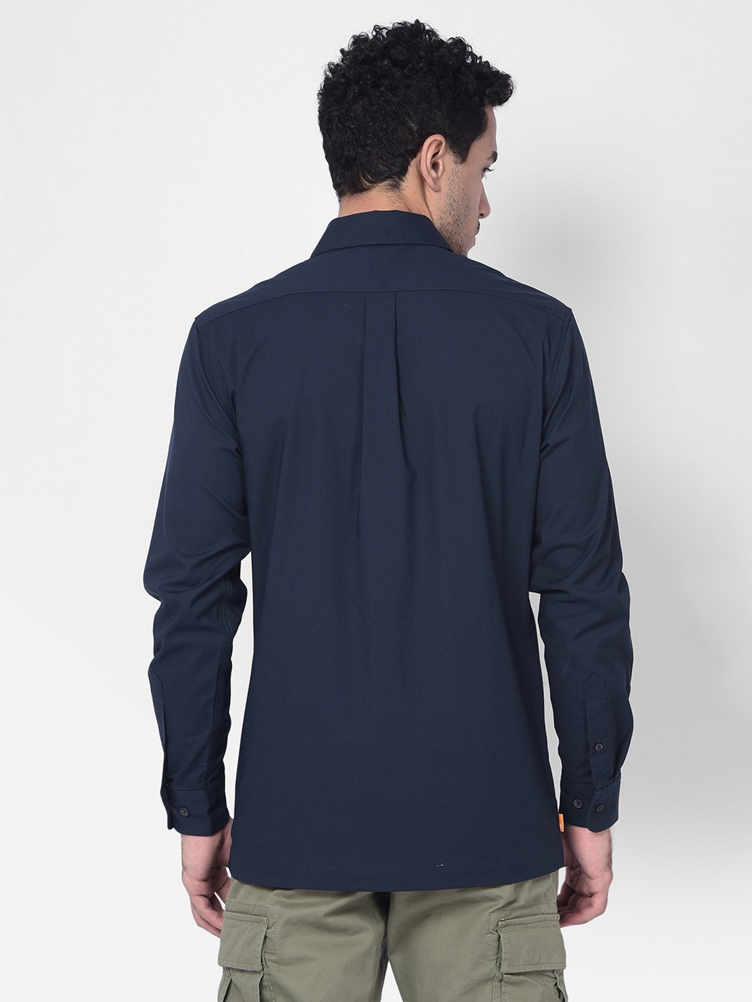 Timberland Navy Regular Fit Logo Print Shirt