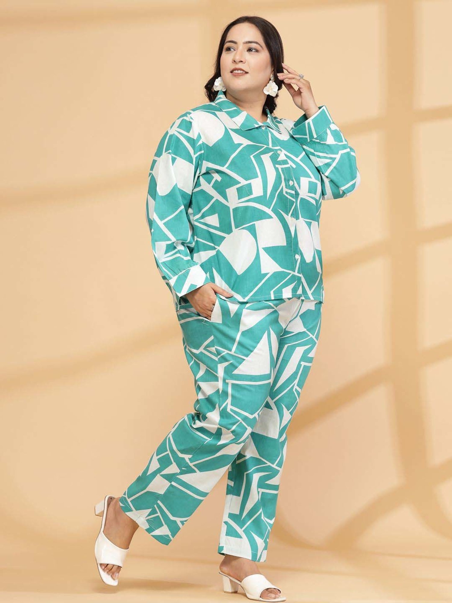 Sringam Blue Cotton Printed Co-Ord Sets