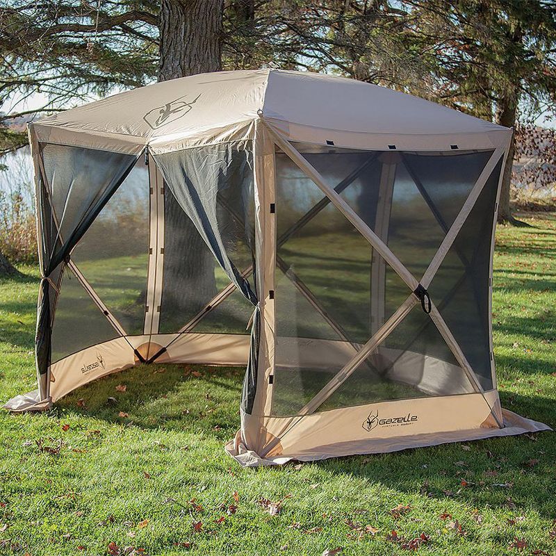 Gazelle 4-Person 5-Sided Portable Gazebo Screen Tent, Tan