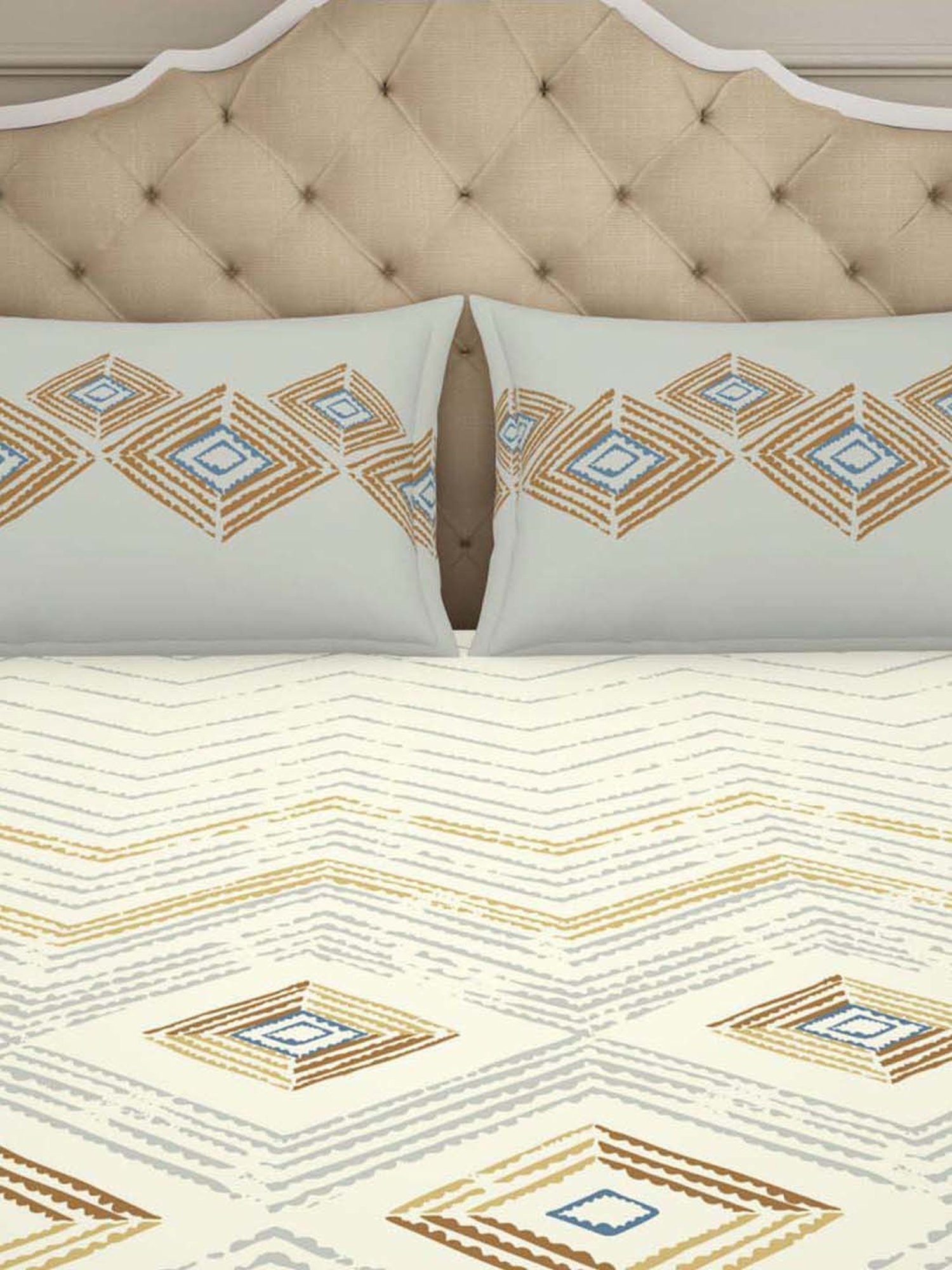 Welspun Pear Sorbet Cotton  King Fitted Bedsheet With Pillow Covers