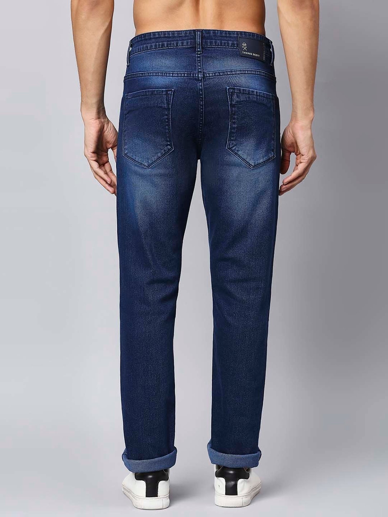 Thomas Scott Blue Regular Fit Lightly Washed Jeans